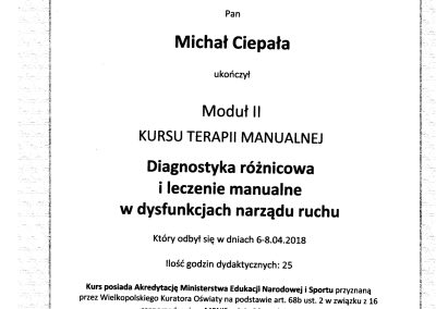 Michał-Muduł II kursu terpaii manualnej
