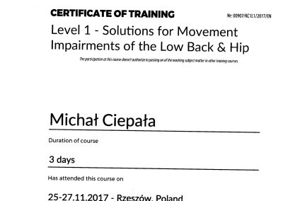 Michał-certificate of training